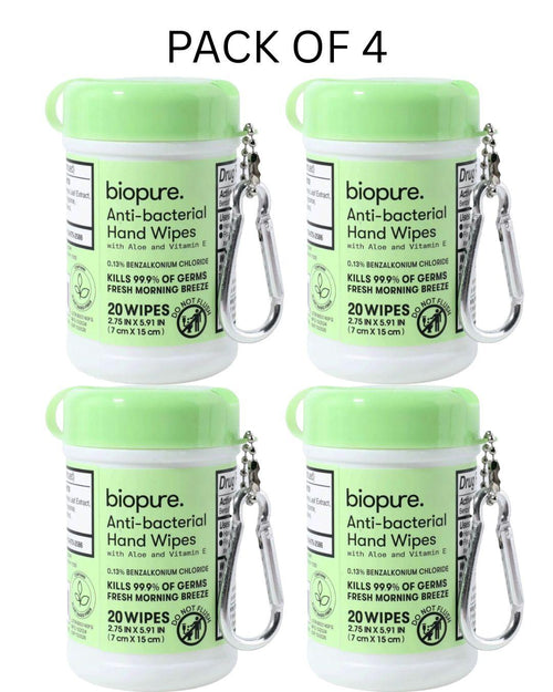 4X Biopure Antibacterial Hand Wipes Fresh Morning Breeze with Aloe & Vitamin E Fresh Scent