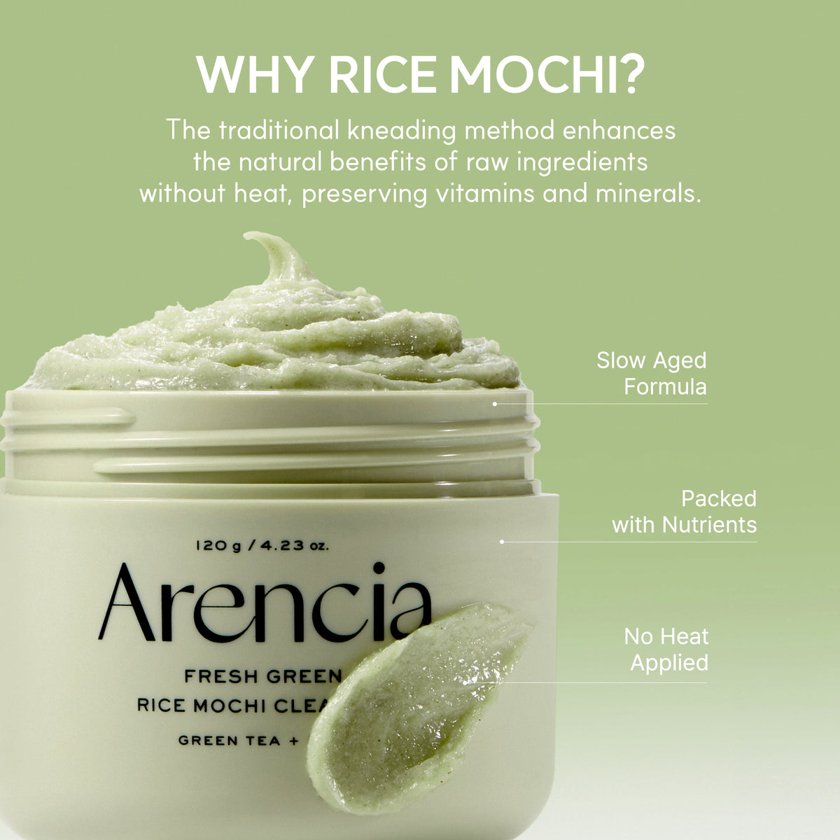 Arencia Fresh Green Rice Mochi Cleanser 2025 Version - 120g