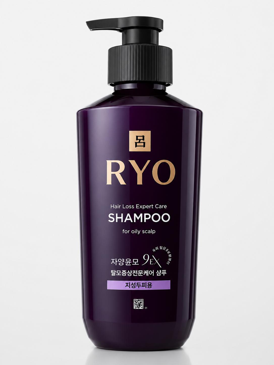 RYO Hair Loss Expert Care Korean Shampoo for oily scalp 400 mL. Purple Nourishing Resilience Intensive Nourishing Shampoo 9EX. Help control scalp oiliness