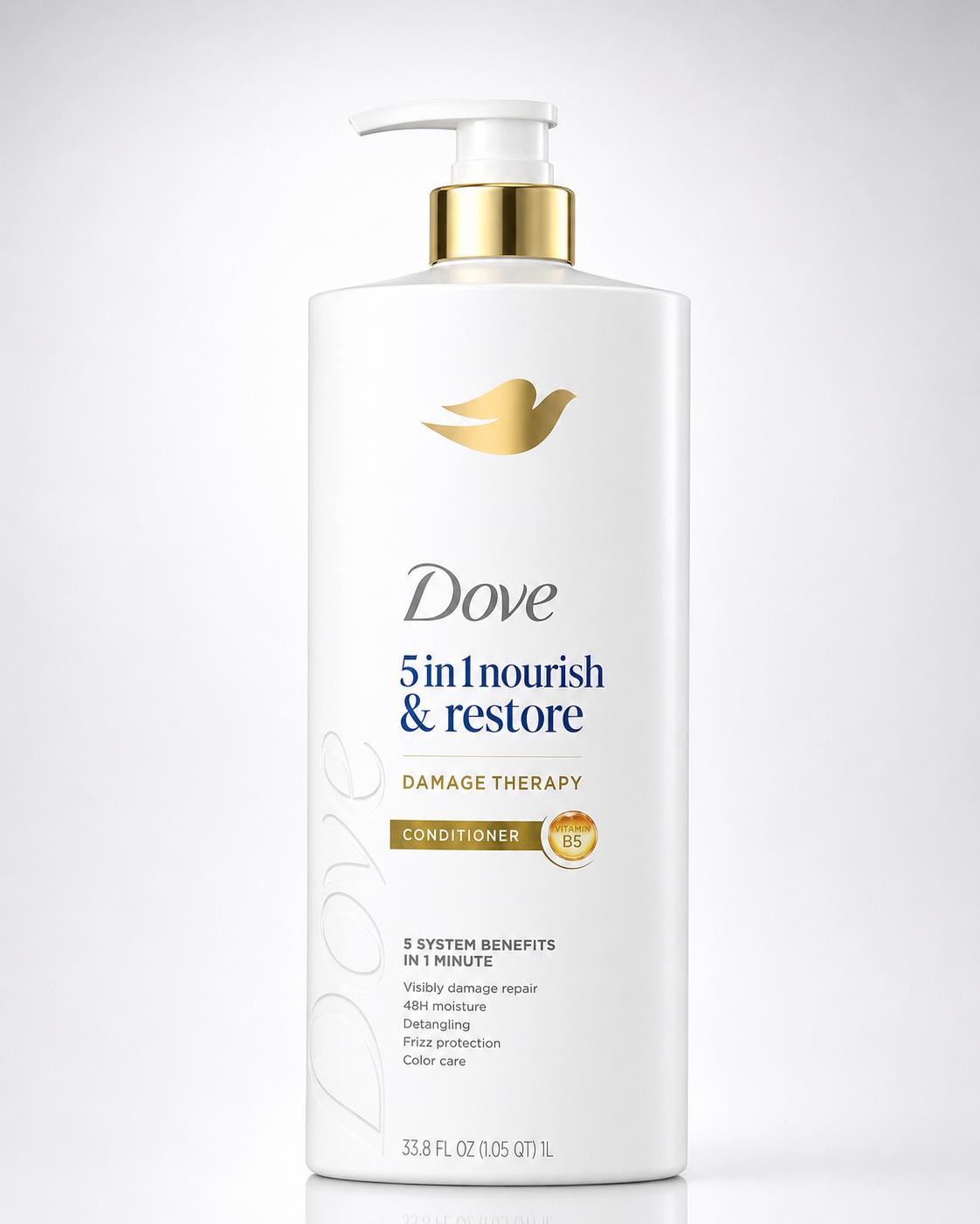 Dove Nourish & Restore 5-in-1 Conditioner, 33.8 fl. oz., Damage Therapy